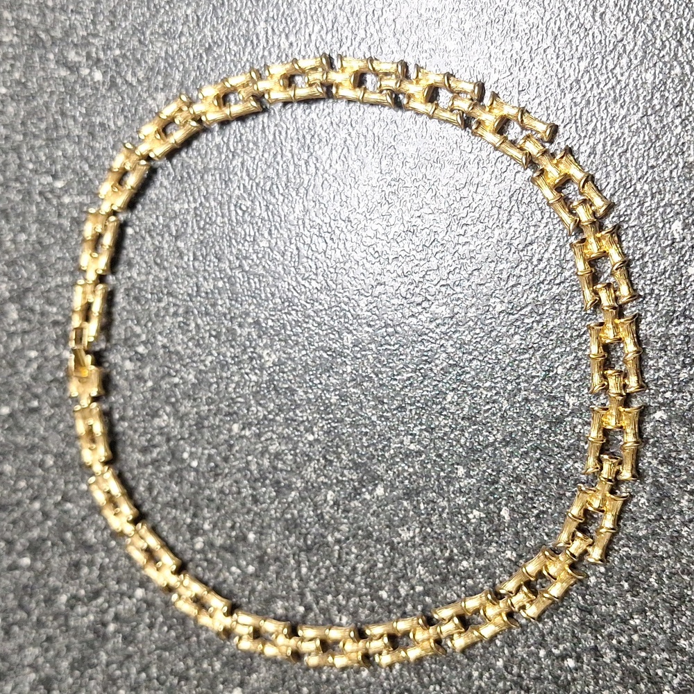 Vintage Monet Gold Tone Bamboo Necklace